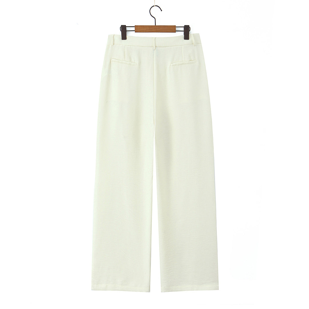 Damen Weite High‑Waist Palazzohose mit vertikalem Streifenmuster und elastischem Bund Nord Taschen