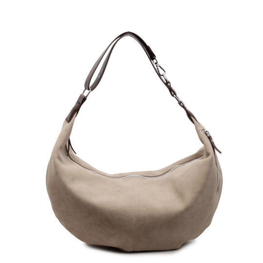 Damen Hobo-Tasche aus weichem Veloursleder mit praktischen Reißverschlusstaschen Nord Taschen