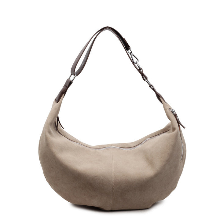 Damen Hobo-Tasche aus weichem Veloursleder mit praktischen Reißverschlusstaschen Nord Taschen