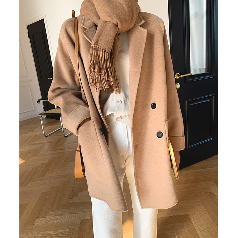Damen Oversized Mantel mit Taillengürtel Nord Taschen