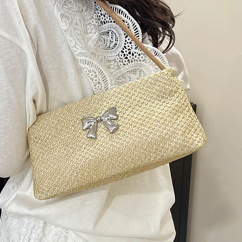 Damen Handtasche mit modischem Strukturdesign und dekorativem Schleifenakzent Nord Taschen