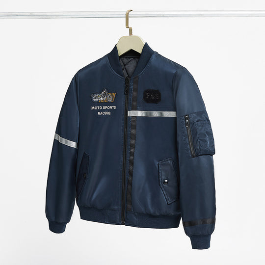 Men's  motorcycle-inspired reflective pilot bomber jacket with embroidered racing badge Nord Taschen