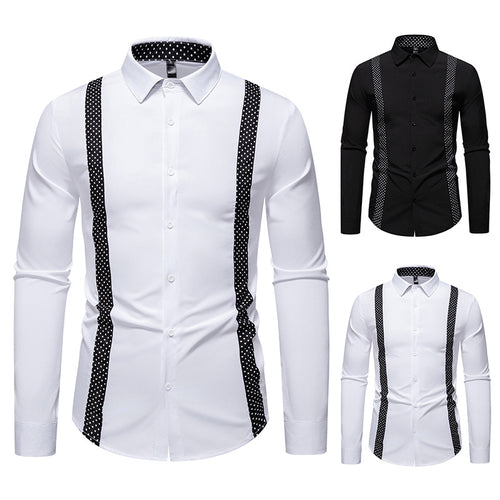 Herren Figurbetontes Hemd mit kontrastierenden Polka‑Dot Seiteneinsätzen und Kentkragen Nord Taschen