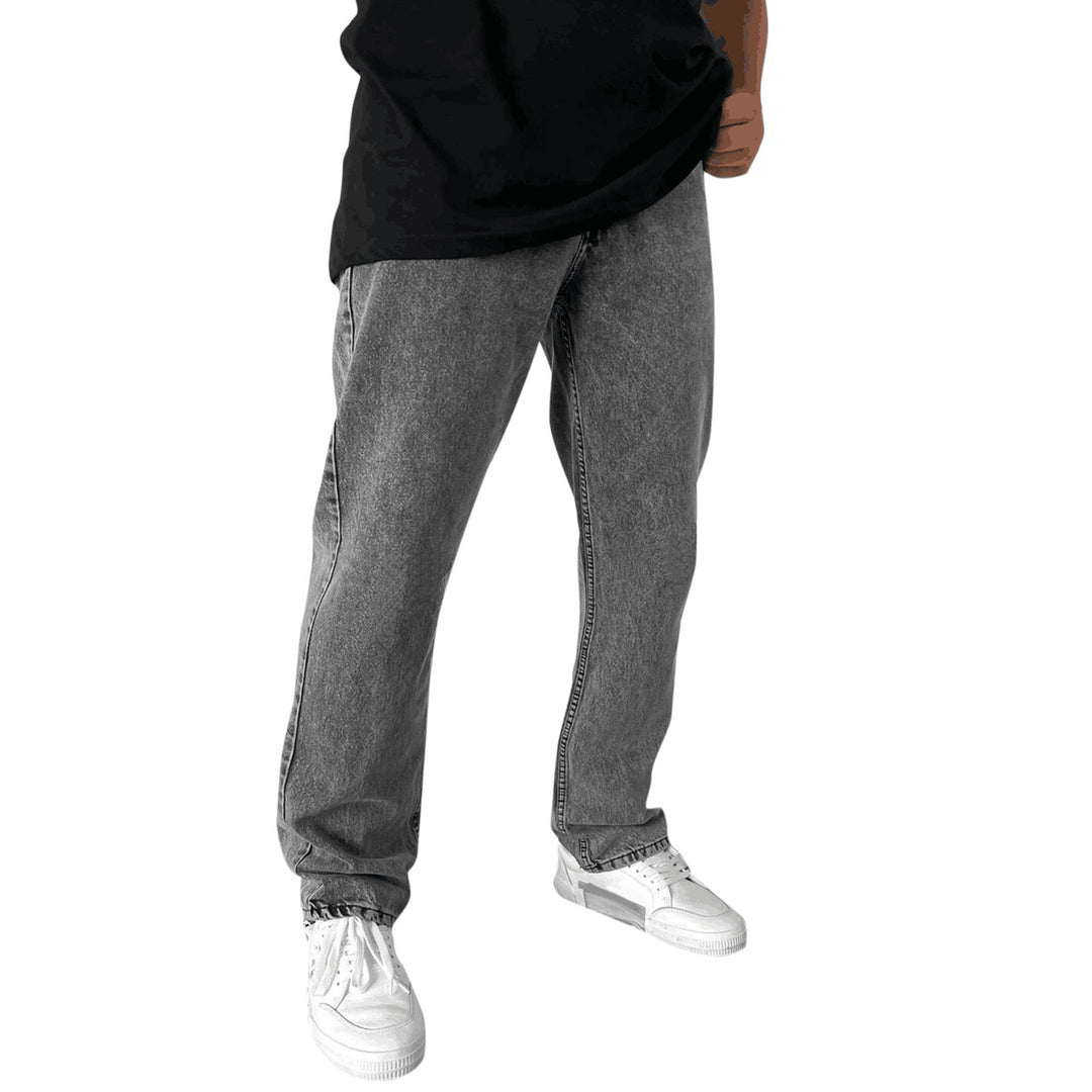 Herren lockere Straight-Leg Jeans mit elastischem Bundsaum und entspannter Passform Nord Taschen