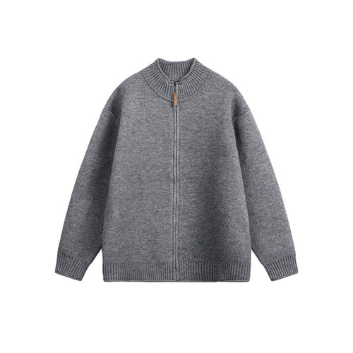 Unisex Strick-Zipjacke mit hohem Rippkragen und Oversize‑Schnitt Nord Taschen