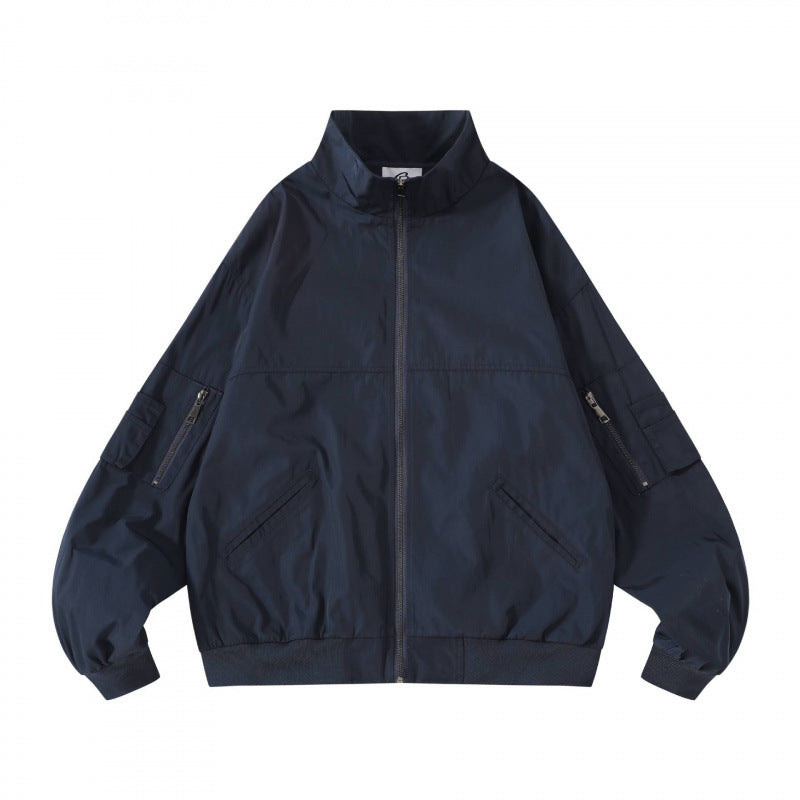 Unisex Kastige Utility-Bomberjacke mit Stehkragen, Reißverschluss und Ärmel-Taschen Nord Taschen