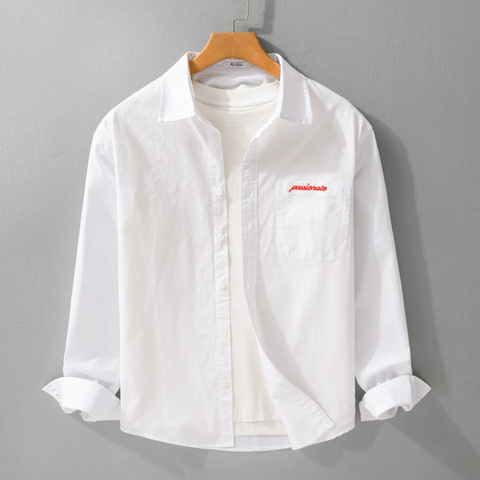 Herren Relaxed-Fit Baumwoll-Overshirt mit Stickerei auf Brusttasche Nord Taschen