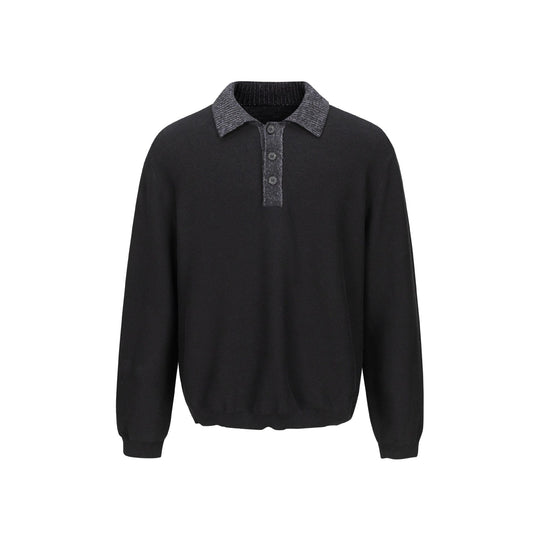 Herren Feinstrick-Polo-Pullover mit Strukturkragen und Knopfleiste Nord Taschen