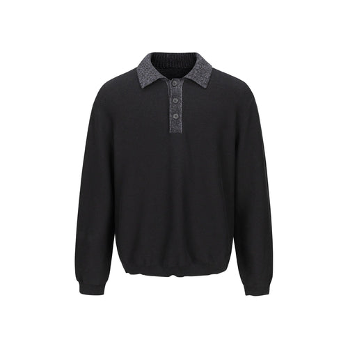Herren Feinstrick-Polo-Pullover mit Strukturkragen und Knopfleiste Nord Taschen