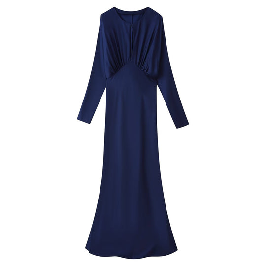 Damen Langärmeliges Maxikleid mit geraffter Empire‑Silhouette und Schlüsselloch‑Ausschnitt Nord Taschen