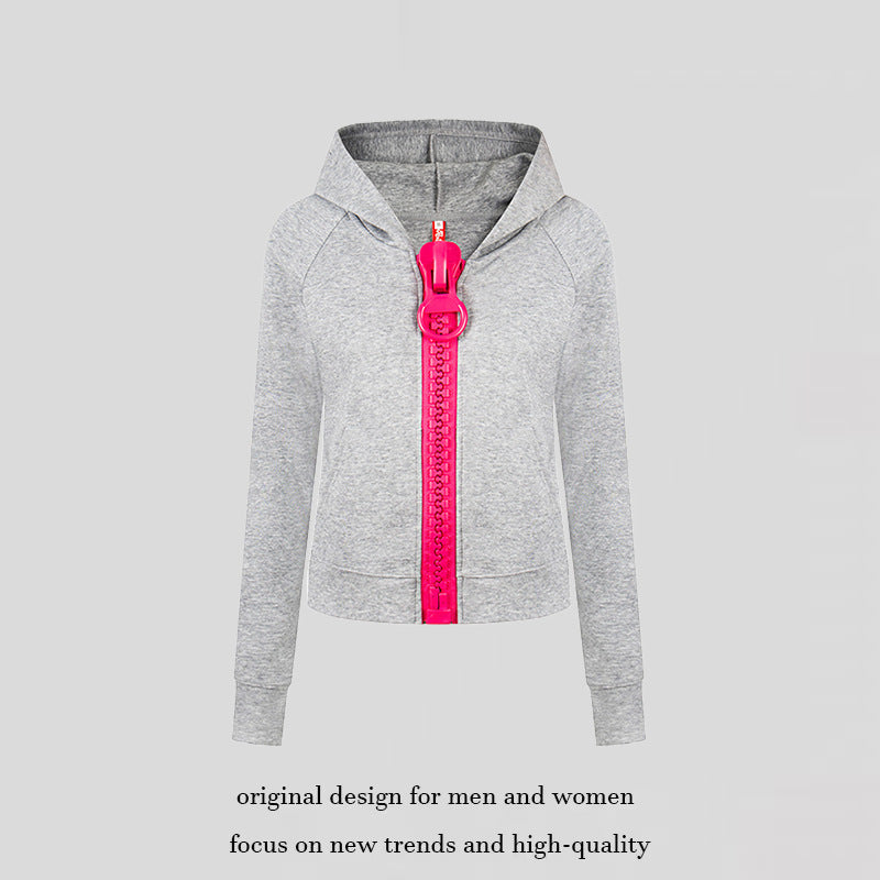 Damen Kapuzen-Sweatjacke mit übergroßem Reißverschluss und legerer Passform Nord Taschen