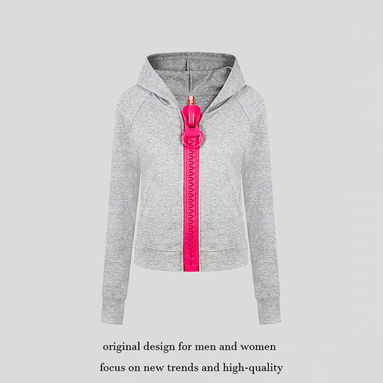 Damen Kapuzen-Sweatjacke mit übergroßem Reißverschluss und legerer Passform Nord Taschen