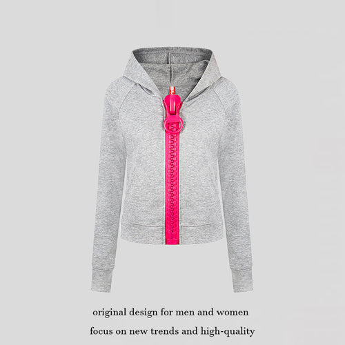 Damen Kapuzen-Sweatjacke mit übergroßem Reißverschluss und legerer Passform Nord Taschen