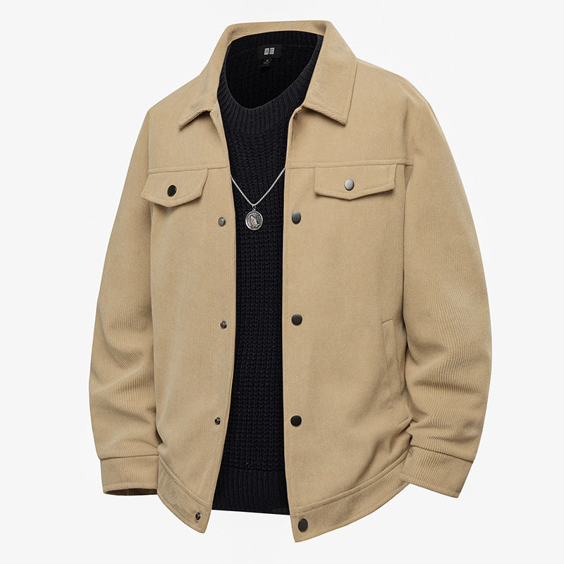 Herren Truckerjacke im Veloursleder-Look mit Druckknopfverschluss und Brustklappen Nord Taschen
