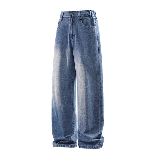 Damen Weite High‑Waist Baggy‑Jeans mit elastischem Bund und Used‑Look Nord Taschen