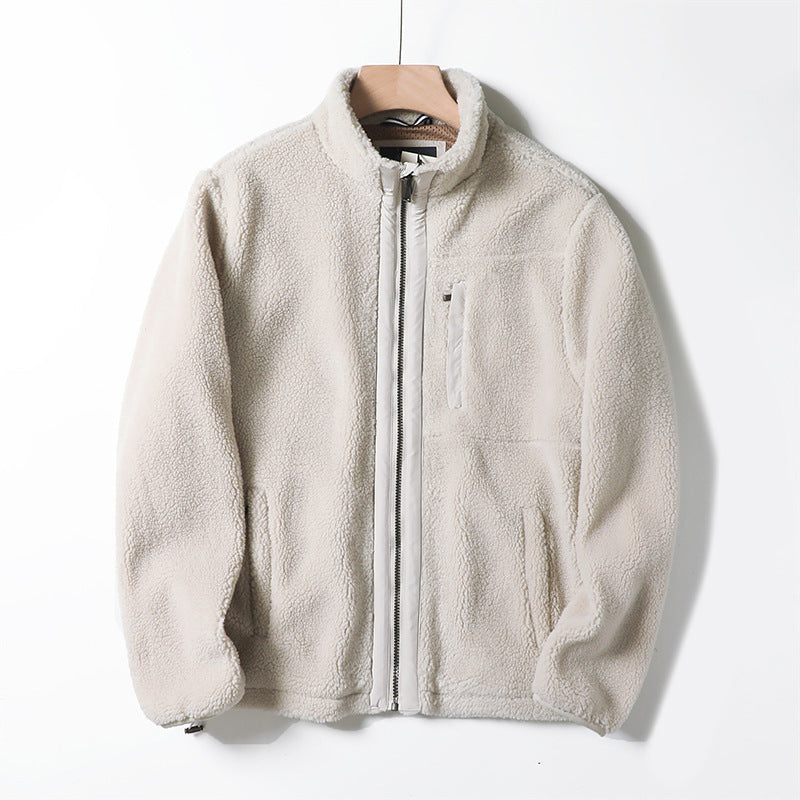 Herren Teddy-Fleecejacke mit Stehkragen, durchgehendem Reißverschluss und Brusttasche Nord Taschen