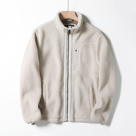 Herren Teddy-Fleecejacke mit Stehkragen, durchgehendem Reißverschluss und Brusttasche Nord Taschen