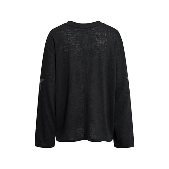 Damen Oversize-Longsleeve aus Baumwolljersey mit Glitter-Sternenprint und Rundhalsausschnitt Nord Taschen