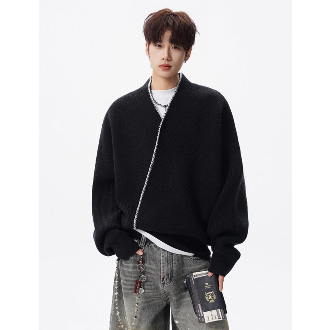 Herren Großer Strickpullover mit Knopfleiste Nord Taschen