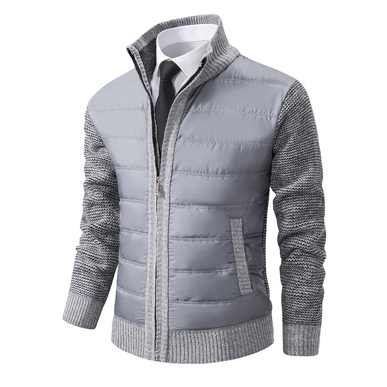 Herren gesteppte Hybrid-Strickjacke mit Stehkragen Reißverschluss und Eingrifftaschen Nord Taschen