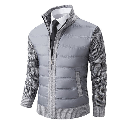 Herren gesteppte Hybrid-Strickjacke mit Stehkragen Reißverschluss und Eingrifftaschen Nord Taschen