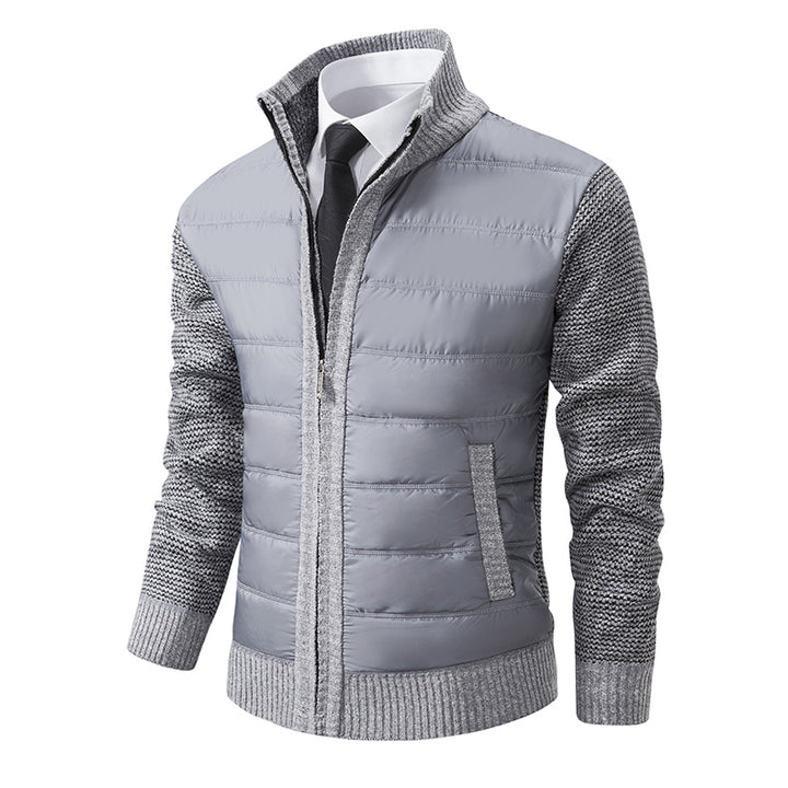 Herren gesteppte Hybrid-Strickjacke mit Stehkragen Reißverschluss und Eingrifftaschen Nord Taschen