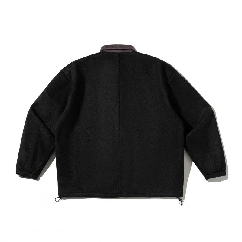 Herren Kastenförmige Wollmix-Blousonjacke mit Cordkragen, Pattentaschen und Tunnelzugsaum Nord Taschen