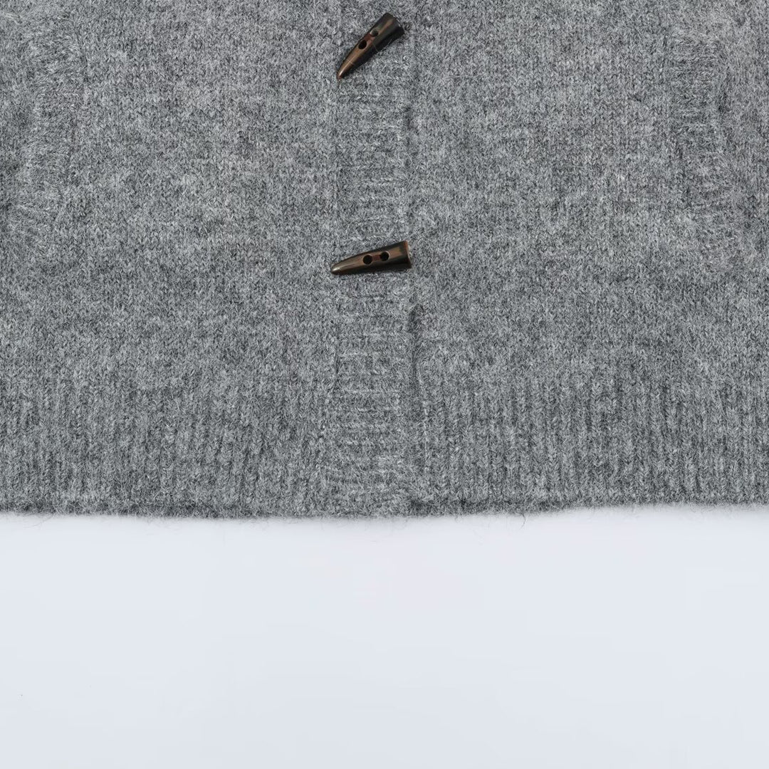 Damen Norweger-Strickjacke mit Stehkragen und Holzknopfverschlüssen Nord Taschen