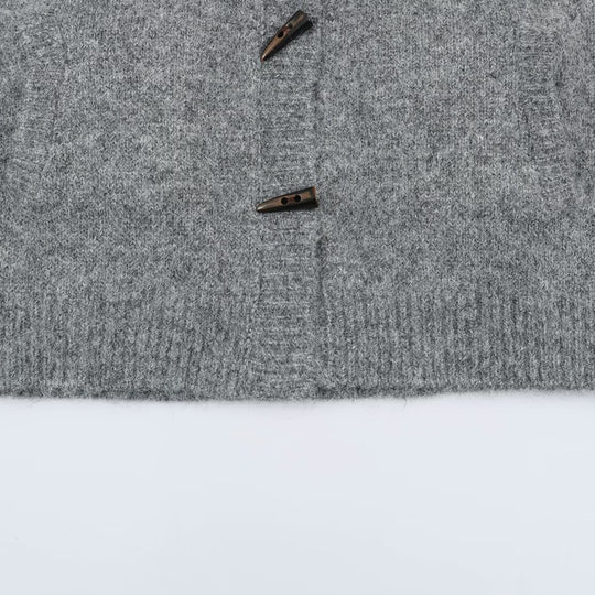 Damen Norweger-Strickjacke mit Stehkragen und Holzknopfverschlüssen Nord Taschen