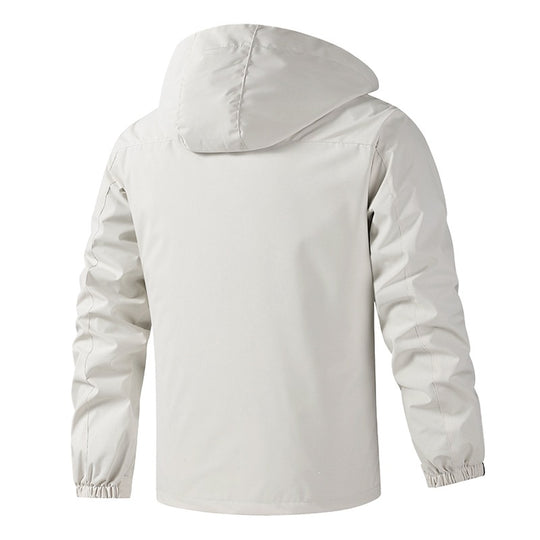 Herren Atmungsaktive wasserabweisende Kapuzen-Outdoorjacke mit kariertem Innenfutter, Multifunktions-Taschen & verstellbarer Kapuze Nord Taschen