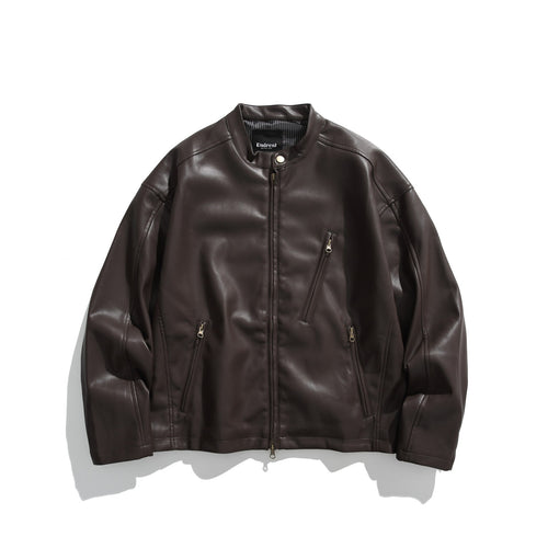 Herren Lederoptik-Bomberjacke mit Stehkragen, schrägen Reißverschlusstaschen und minimalistischer Nahtführung Nord Taschen
