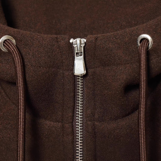 Damen Oversize-Wollmix-Kapuzenjacke mit Reißverschluss und Tunnelzug Nord Taschen