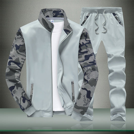Herren Sportives Trainingsanzug-Set aus Funktionssoftshell mit Camouflage-Ärmeln und regulierbarer Joggerhose Nord Taschen