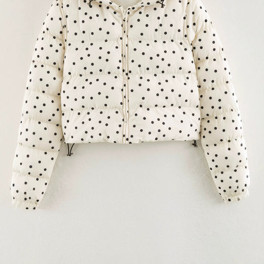 Damen Gepolsterte Cropped Kapuzenjacke mit Punktmuster Nord Taschen