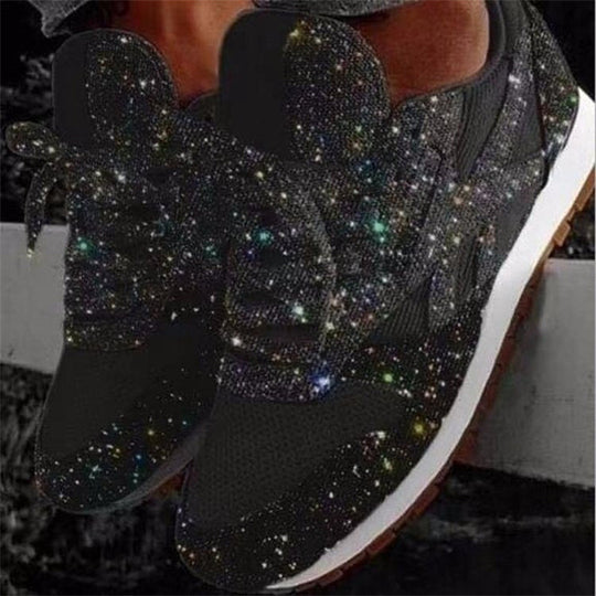 Damen nan glitzernde Fashion-Sneaker mit funkelnder Strassoptik atmungsaktivem Strick-Obermaterial und gepolstertem Komfortfußbett Nord Taschen