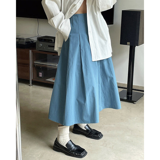 Damen Weites Midirock mit hoher Taille, Boxfalten und A-Linien-Silhouette Nord Taschen