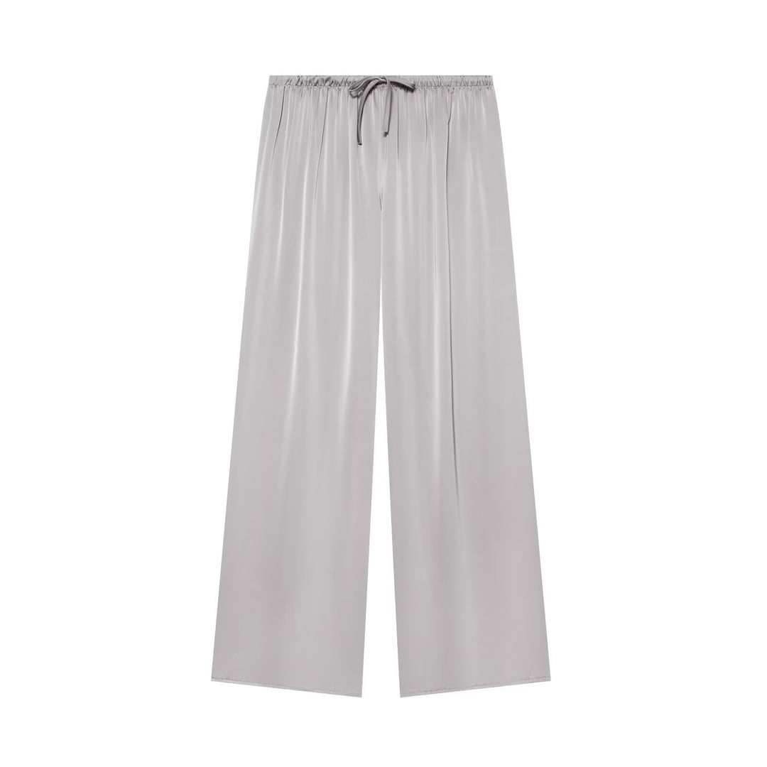 Damen Weite Satin-Hose mit elastischem Tunnelzugbund und weitem Bein Nord Taschen