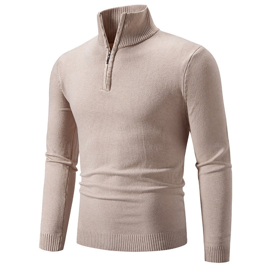 Herren Slim-Fit Halbzip-Mockneck Feinstrickpullover mit geripptem Kragen Nord Taschen