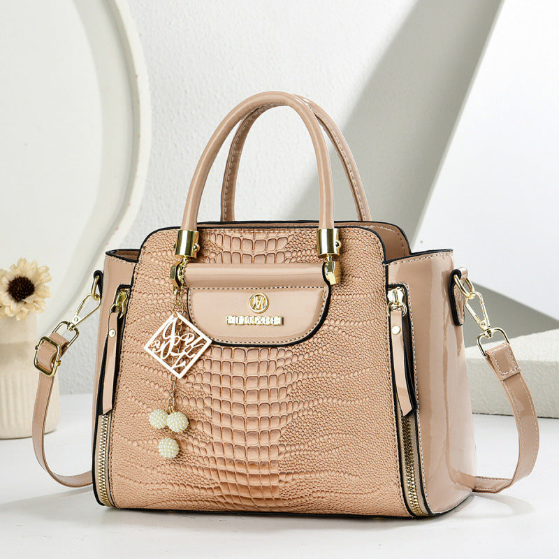 Damen elegante Handtasche im strukturierten Krokodil-Leder-Look Nord Taschen