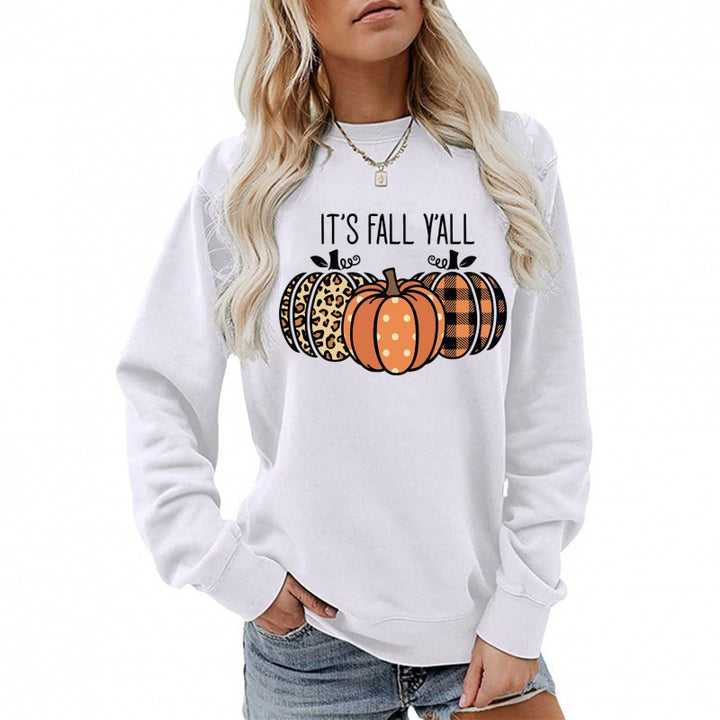 Damen lässiges Herbst Sweatshirt mit Kürbismotiv und Rundhalsausschnitt Nord Taschen