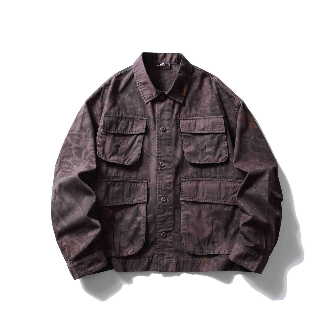 Herren Cargo-Overshirt im Utility-Stil mit Camouflage-Print und Mehrfachtaschen Nord Taschen