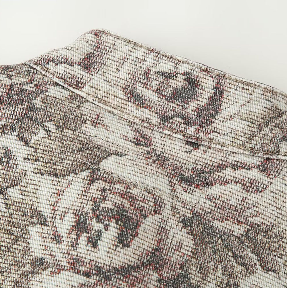 Damen Taillierte Jacquard-Jacke mit Stehkragen und Schößchen Nord Taschen