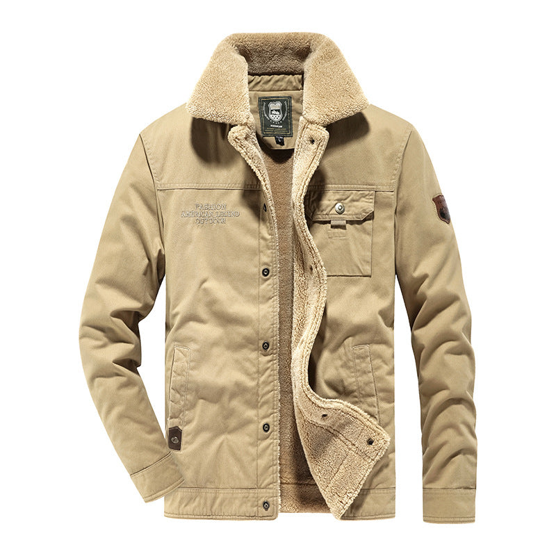 Herren Baumwoll-Canvas Feldjacke mit Teddyfutter und Utility-Taschen Nord Taschen