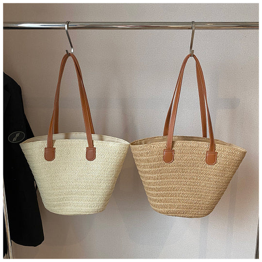 Damen Shopper-Tasche aus geflochtenem Seegras mit elegantem Schleifen-Detail Nord Taschen