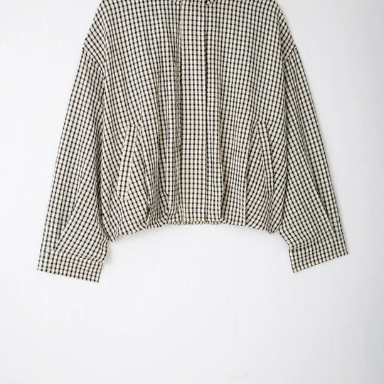 Damen Karo-Overshirt mit Stehkragen und kastiger Cropped-Silhouette Nord Taschen