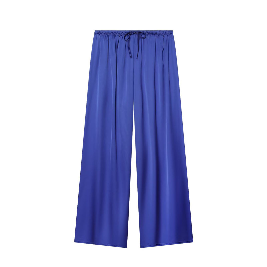 Damen Weite Satin-Hose mit elastischem Tunnelzugbund und weitem Bein Nord Taschen