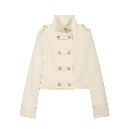 Damen Cropped Militärblazer mit Stehkragen, Epauletten und dekorativer Zierknopfleiste Nord Taschen