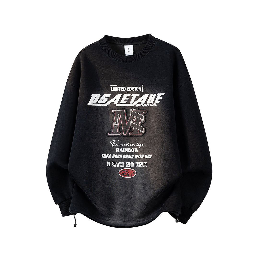 Herren Oversize Sweatshirt mit Allover-Print, Rundhalsausschnitt & Tunnelzugsaum Nord Taschen