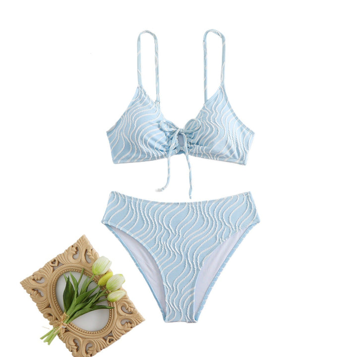 Damen Zweiteiliger Bikini mit verspieltem Wellenmuster