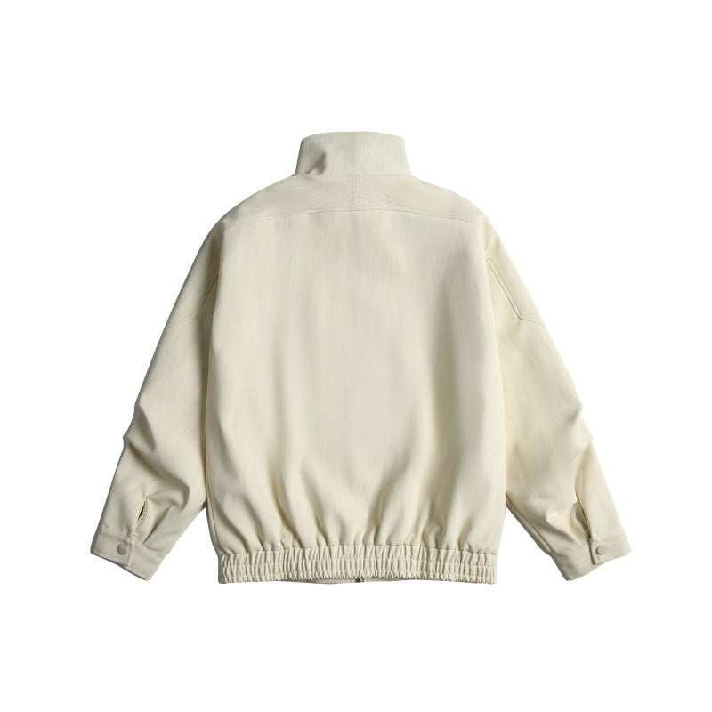 Unisex Kurz geschnittene Boxy-Blousonjacke mit Funnelkragen, Epauletten und Taillengürtel Nord Taschen